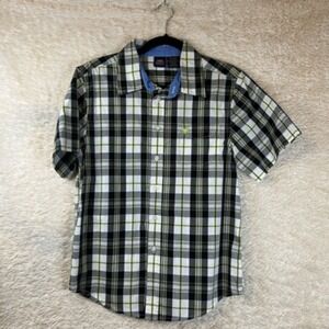 Wrangler Button Front Shirt Boys 2XL 18 Black White Plaid Short Sleeve Pocket